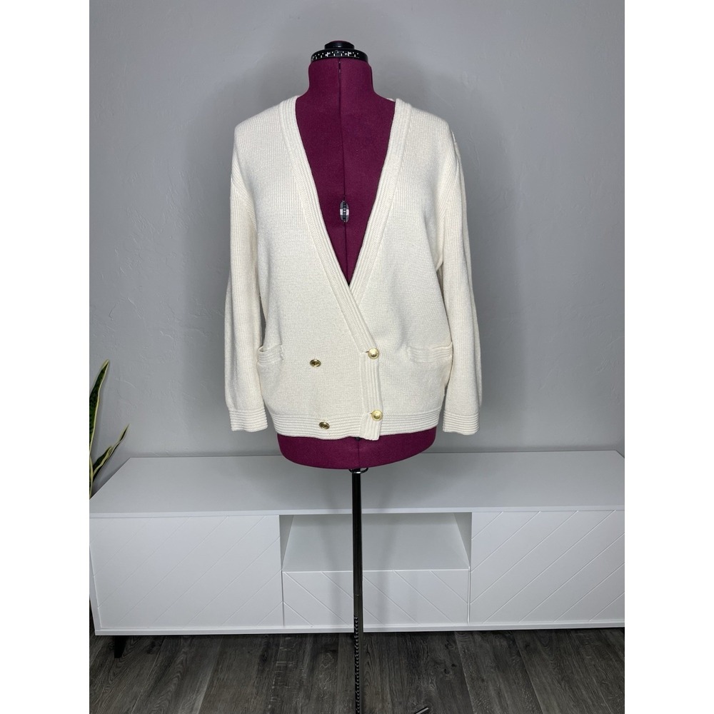RODIER‎ Cardigan Women's Large Wool Blend Gold Button Sweater Made In Tunisia